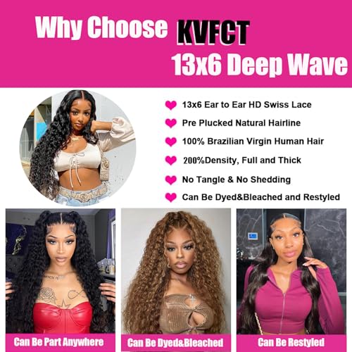 Trilumity 13X6 Hd Transparent Deep Wave Human Hair - Natural Black Hair Replacement Wig