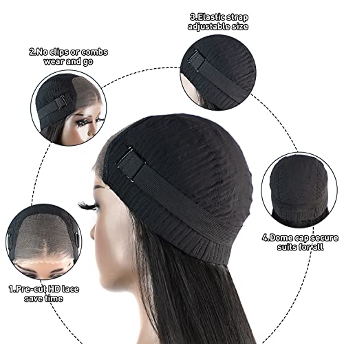 Trilumity Real Wear And Go Straight 100% Human Hair - Natural Black Hair Replacement Wig