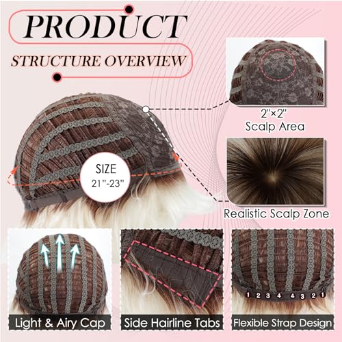 Trilumity Light Platinum Blonde Bob Synthetic Fiber - Natural Black Hair Replacement Wig