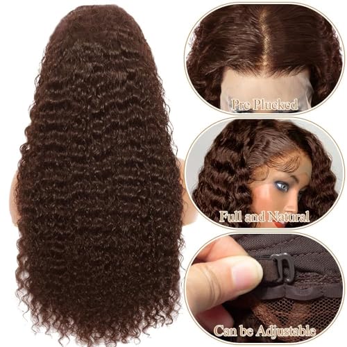Trilumity Chocolate Brown Front 13X4 Curly 100% Human Hair - Brown Hair Replacement Wig