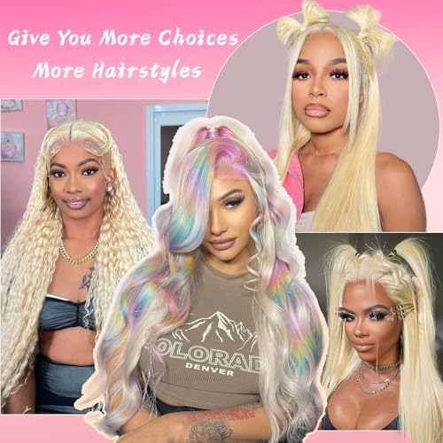 Trilumity 613 200 Density Blonde Body Wave Human Hair - Natural Black Hair Replacement Wig