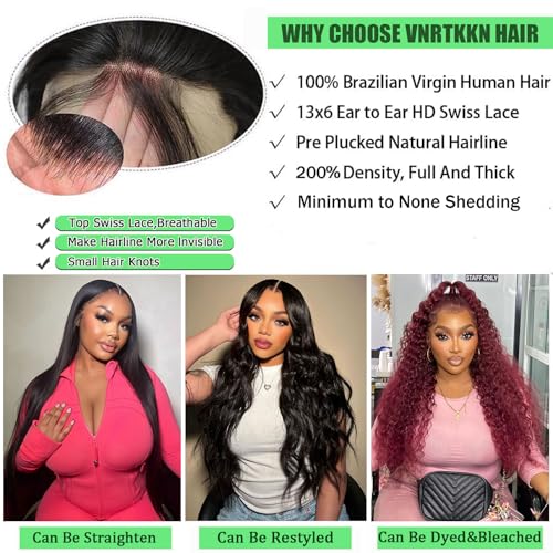 Trilumity 13X6 Front 200 Deep Wave 100% Human Hair - Natural Black Hair Replacement Wig