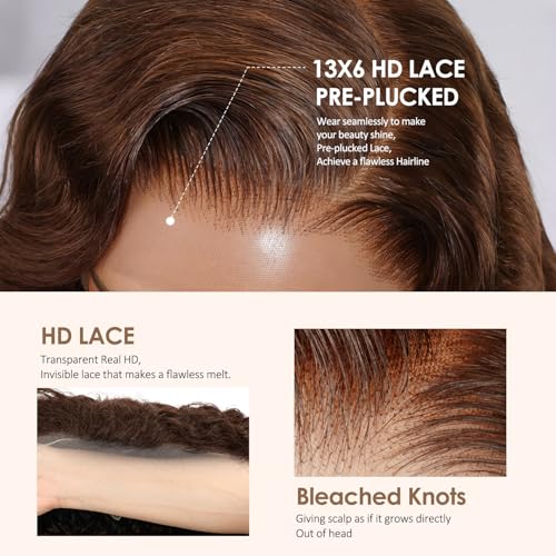 Trilumity 200 Density Chocolate Brown Deep Wave Brazilian Virgin Hair - Brown Hair Replacement Wig