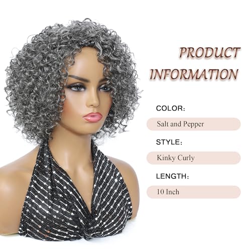 Trilumity Grey For Women Curly Human Hair - Natural Black Hair Replacement Wig
