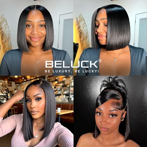 Trilumity Short Bob 13X6 Straight Brazilian Virgin Hair - Natural Black Hair Replacement Wig