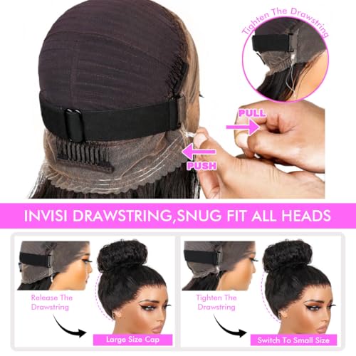 Trilumity Hidden Strap 360 Full Deep Wave Human Hair - Natural Black Hair Replacement Wig