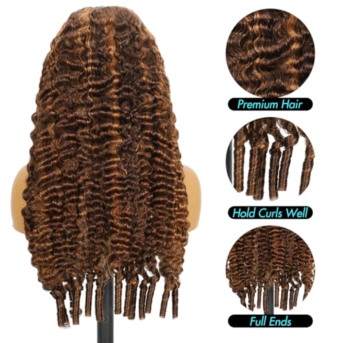 Trilumity Honey Blonde Drawstring Burmese Curly Human Hair - Honey Blonde Hair Replacement Wig