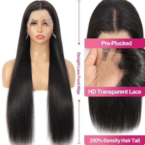 Trilumity 13X6 200 Density Straight Human Hair - Natural Black Hair Replacement Wig