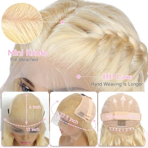 Trilumity 613 250 Density Blonde Body Wave Human Hair - 613 Blonde Hair Replacement Wig