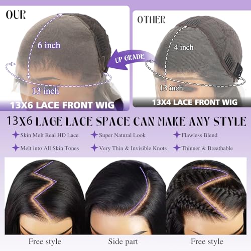 Trilumity 13X6 Hd Transparent Al Body Wave Human Hair - Natural Black Hair Replacement Wig