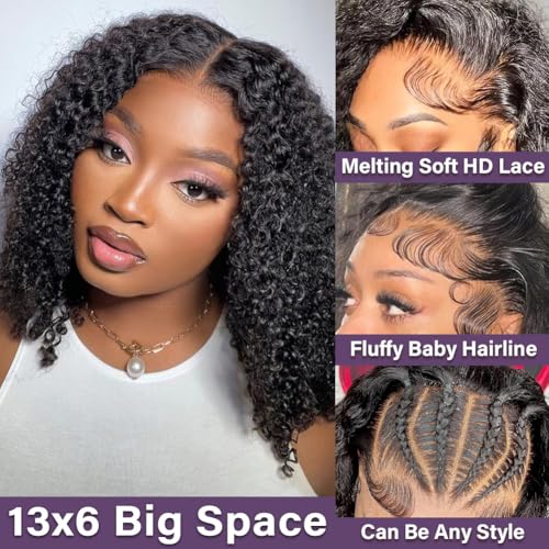 Trilumity Bob 13X6 100% Glueless Deep Wave 100% Human Hair - Natural Color Hair Replacement Wig
