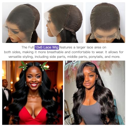 Trilumity 13X6 Full Al Body Wave Human Hair - Natural Black Hair Replacement Wig