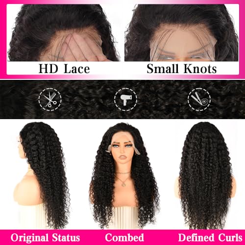 Trilumity 200 Density 13X6 Deep Wave Human Hair - Natural Black Hair Replacement Wig