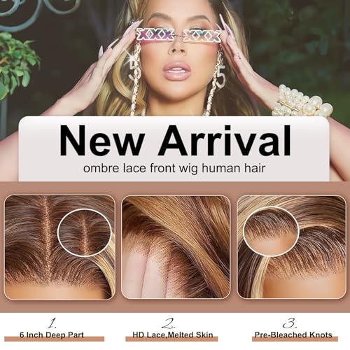 Trilumity Honey Blonde 13X6 Ombre Body Wave Human Hair - Honey Blonde Hair Replacement Wig