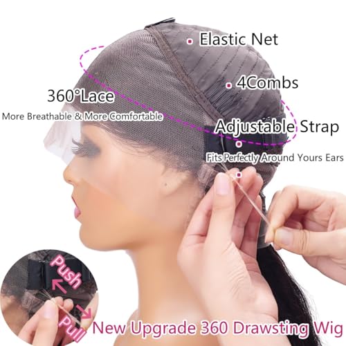 Trilumity 360 Hidden Strap Drawstring Body Wave Human Hair - Natural Black Hair Replacement Wig
