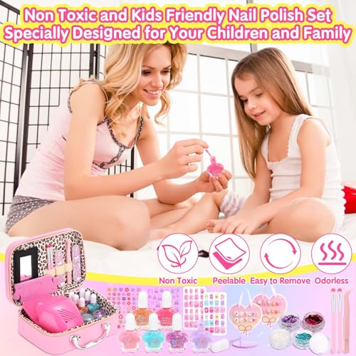 Trilumity Kids Nail Polish With Short Almond Soft Gel - Nude Pink Press On Nails