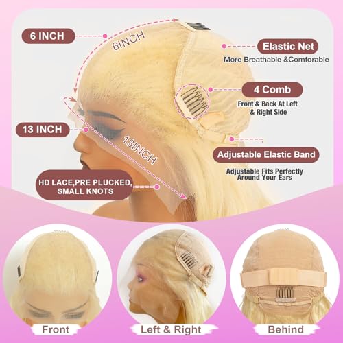 Trilumity 613 13X6 Blonde 200 Straight Human Hair - Natural Black Hair Replacement Wig