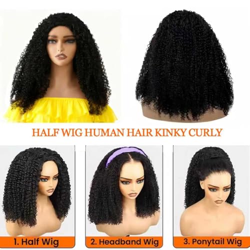 Trilumity Kinky Half Glueless Half Curly 100% Human Hair - Natural Black Hair Replacement Wig
