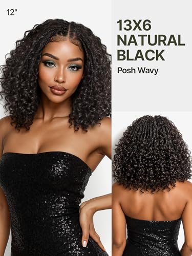 Trilumity Cruly Boho Braided Straight Human Hair - Natural Black Hair Replacement Wig