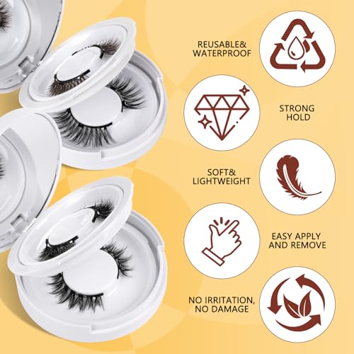 Trilumity Magnetic 4 Pair Reusable Wispy Faux Mink Fiber - Black False Lashes