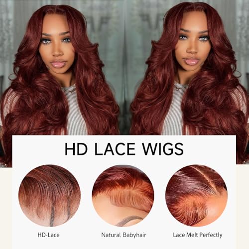 Trilumity Reddish Brown Al 13X4 Body Wave Human Hair - Brown Hair Replacement Wig