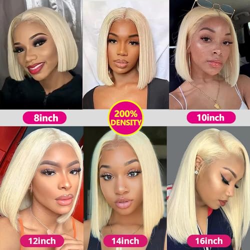 Trilumity Blonde Bob 613 13X4 Straight Human Hair - Natural Black Hair Replacement Wig
