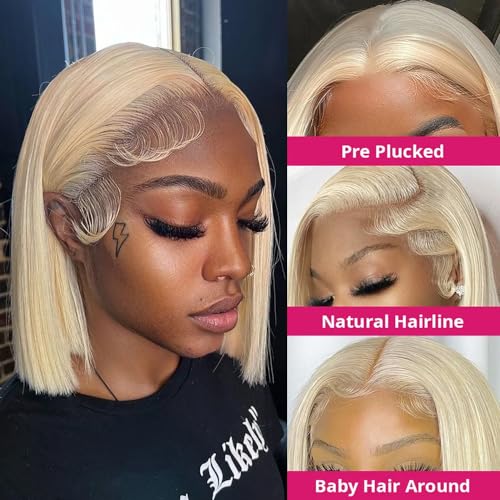 Trilumity Blonde Bob 613 13X4 Straight Human Hair - Natural Black Hair Replacement Wig