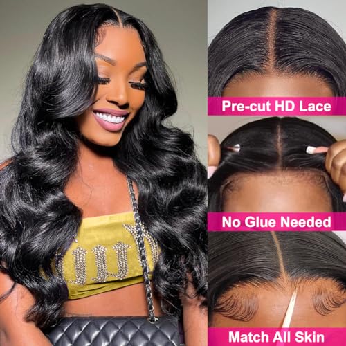 Trilumity Wear And Go Body Wave Human Hair - Natural Black Hair Replacement Wig
