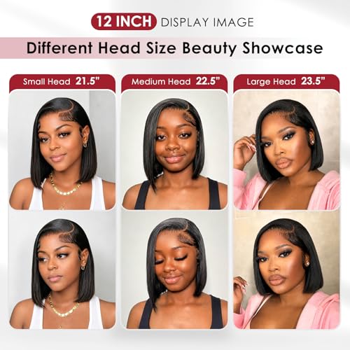 Trilumity Short Bob 13X6 Straight Brazilian Virgin Hair - Natural Black Hair Replacement Wig