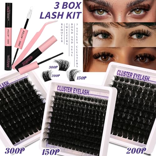 Trilumity Clusters Kit Gift Packs Wispy Faux Mink Fiber - Black False Lashes