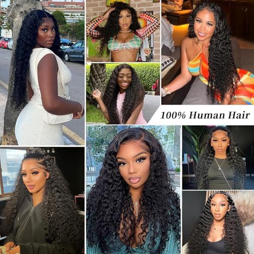 Trilumity 13X6 For Women Deep Wave Human Hair - Natural Color Hair Replacement Wig