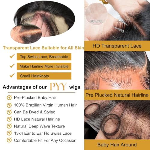 Trilumity 13X4 Baby Hair Deep Wave 100% Human Hair - Natural Color Hair Replacement Wig