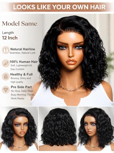 Trilumity Water Wave 100% Human Hair - Natural Black Hair Replacement Wig