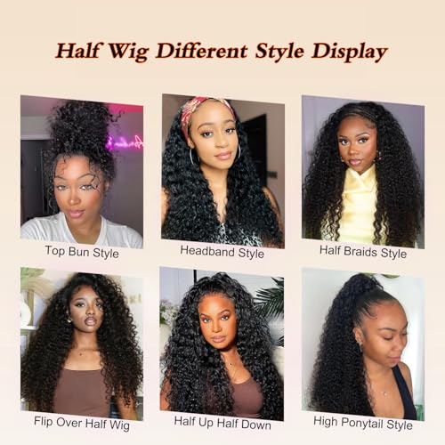 Trilumity Half For Women Deep Wave Human Hair - Natural Black Hair Replacement Wig