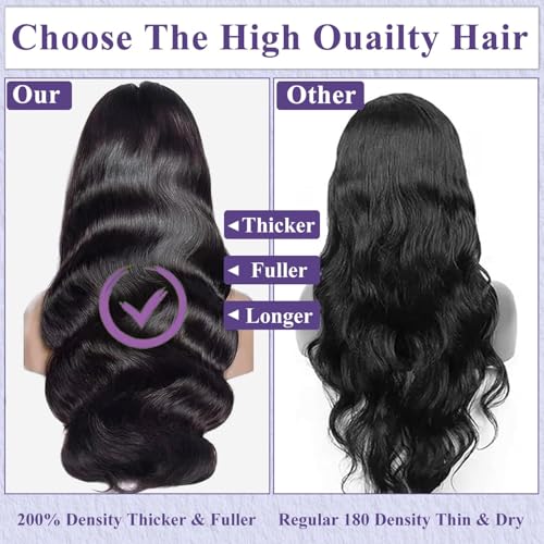 Trilumity 9X6 Wear And Body Wave Human Hair - Natural Black Hair Replacement Wig