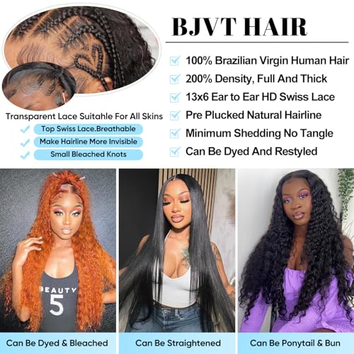 Trilumity 13X6 For Women Deep Wave Human Hair - Natural Color Hair Replacement Wig