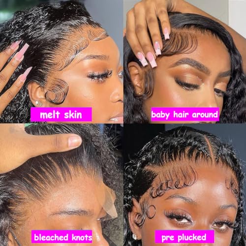 Trilumity 200 Density 13X4 Glueless Deep Wave 100% Human Hair - Natural Black Hair Replacement Wig