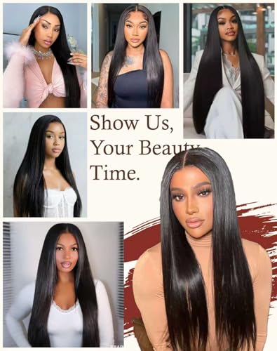 Trilumity 13X6 Straight 200 Density Straight Human Hair - Natural Black Hair Replacement Wig