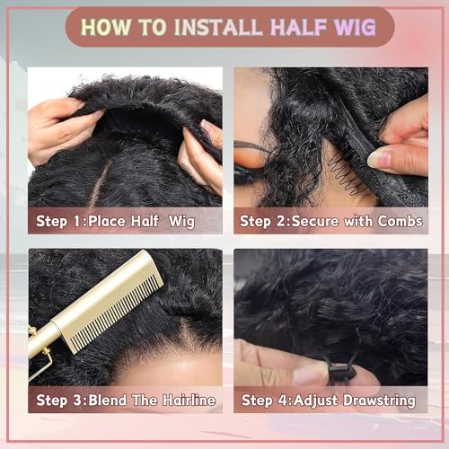 Trilumity Half Wear And Deep Wave Human Hair - Natural Color Hair Replacement Wig
