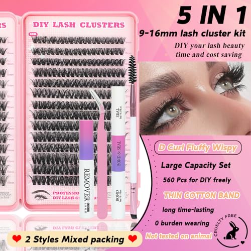 Trilumity Lash Clusters Kit Clusters Wispy Faux Mink Fiber - Black False Lashes