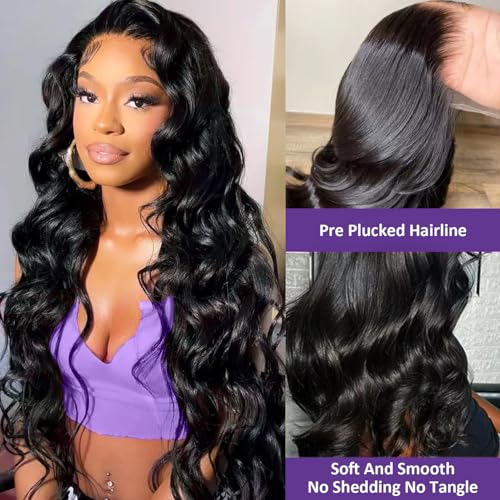 Trilumity 13X6 200 Density Body Wave Human Hair - Natural Black Hair Replacement Wig
