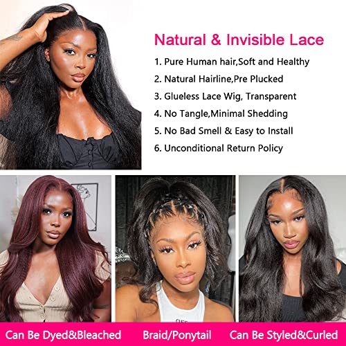 Trilumity Kinky Straight With Straight Human Hair - Natural Color Hair Replacement Wig