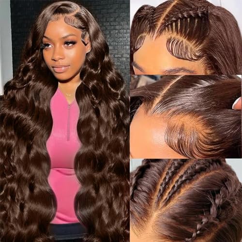 Trilumity Chocolate Brown 13X6 200 Body Wave Human Hair - Brown Hair Replacement Wig