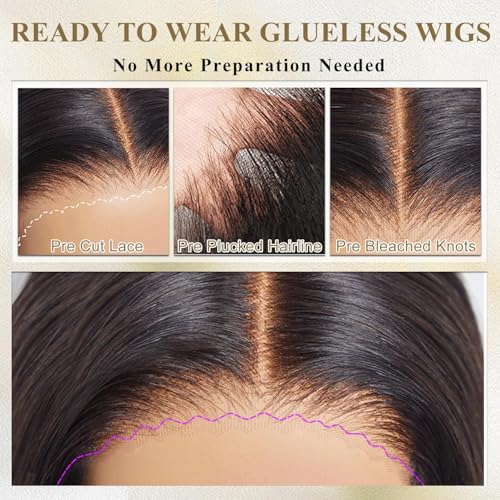 Trilumity Glueless Pre Cut 9X6 Body Wave Human Hair - Natural Black Hair Replacement Wig