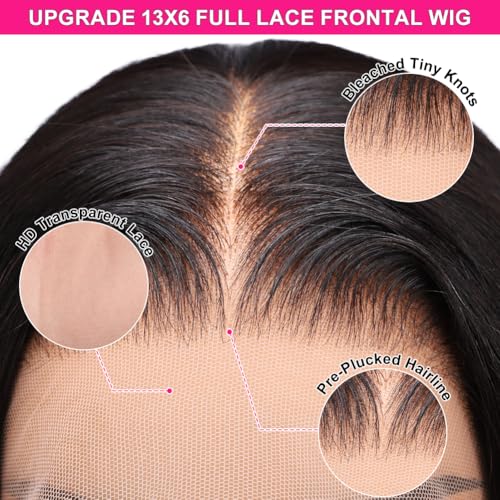 Trilumity 13X6 Pre Bleached Deep Wave Human Hair - Natural Black Hair Replacement Wig