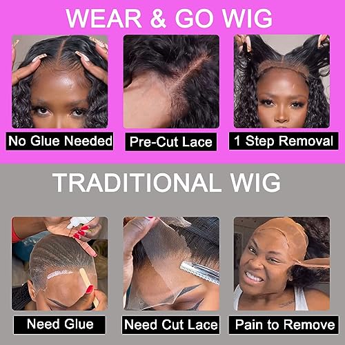 Trilumity Wear And Go Water Wave Human Hair - Natural Black Hair Replacement Wig