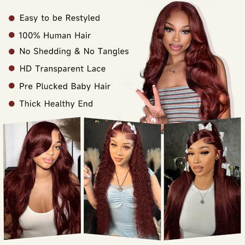 Trilumity Reddish Brown Al 13X4 Body Wave Human Hair - Brown Hair Replacement Wig