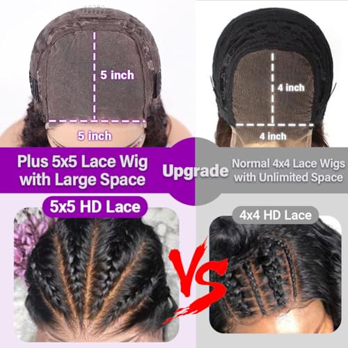 Trilumity Bob 5X5 Wear Deep Wave Human Hair - Natural Black Hair Replacement Wig