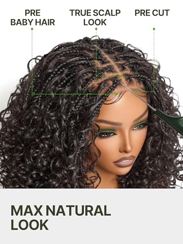 Trilumity Cruly Boho Braided Straight Human Hair - Natural Black Hair Replacement Wig