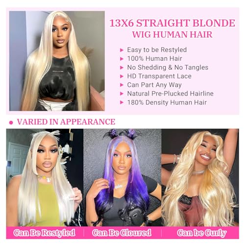 Trilumity 613 13X6 Straight 180 Straight Human Hair - Honey Blonde Hair Replacement Wig
